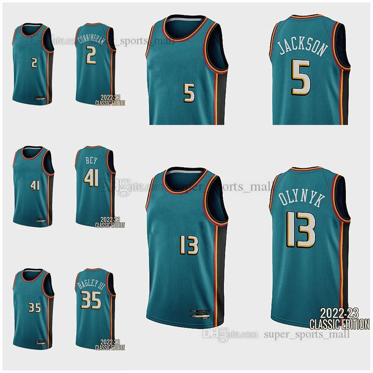 Maillots de basket-ball imprimés Classic Edltion 2022-23 Kelly 13 Olynyk 2 Cade 35 Marvin Cunningham Bagley 41 Saddiq 5 Frank Bey Jackson Grant Jersey