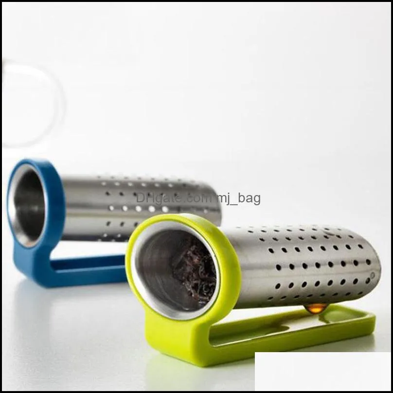 tea infuser reusable tea strainer cup teapot stainless steel tea spoon filter with holder random colors paf12111