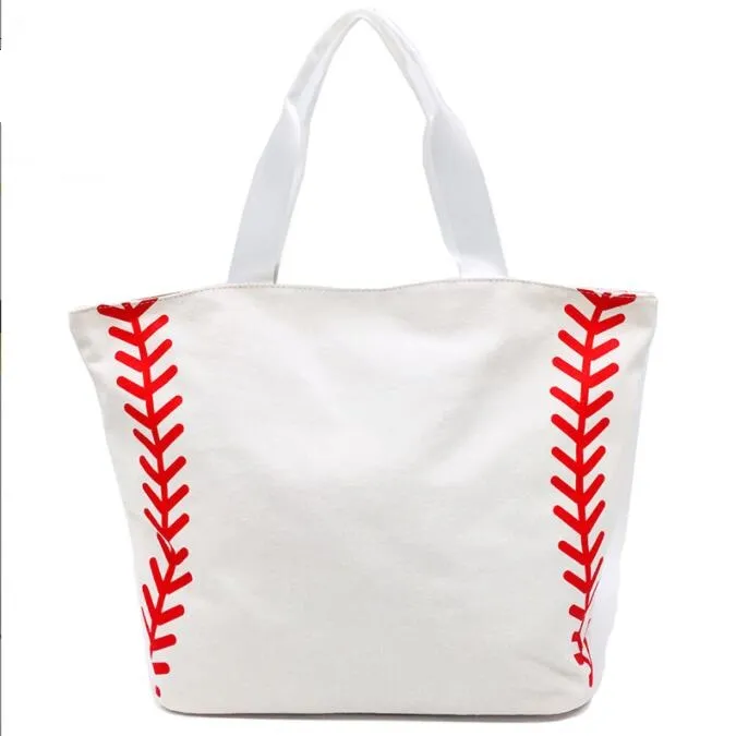 Large capacity softball Tote bag soccer basketball Bags Reusable Cotton Shoulder Handbag Canvas Tote Shopping Bag