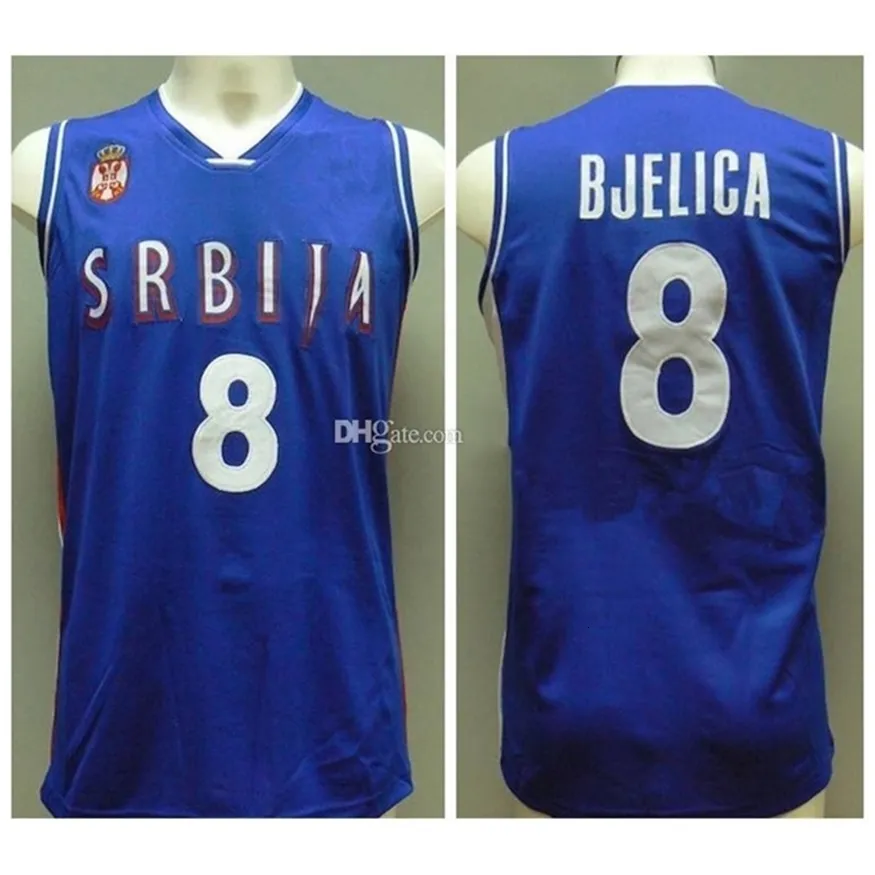 Nikivip Nemanja Bjelica # 8 Team Serbia Srbija Serbia Maglia da basket retrò Mens cucita personalizzata Qualsiasi numero Nome maglie
