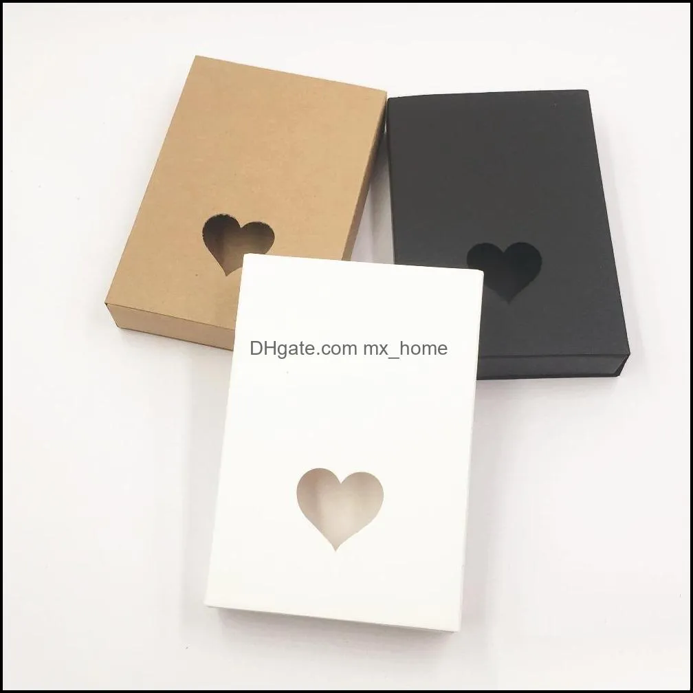 kraft paper cardboard gift boxes for wedding small black white brown paper drawer box hollow heart christmas gift packaging box