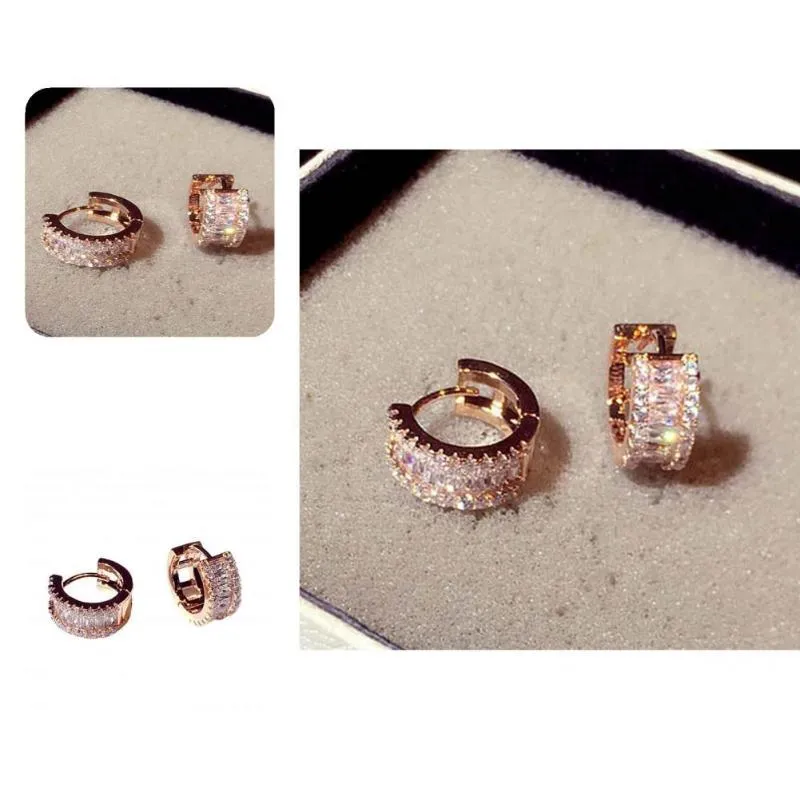 Clip-on & Screw Back Pair Ear Clips Luxury Wedding Earrings Inlaid Rhinestone Circle ClipsClip-on