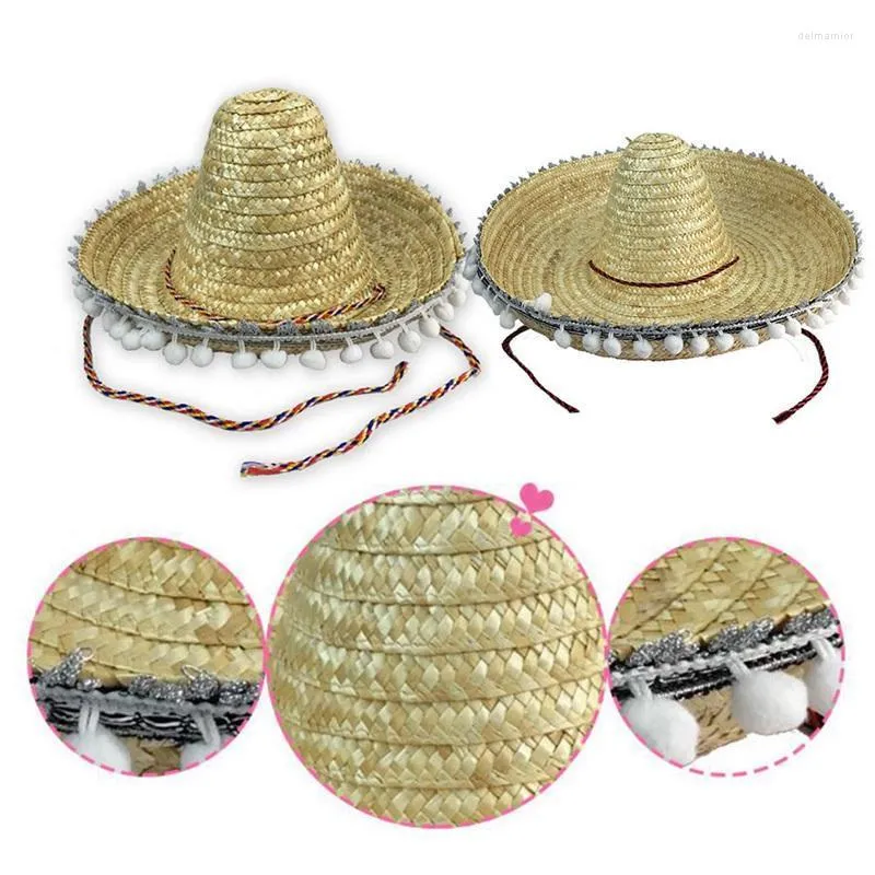 Stor sombrero mexikansk hatt Deluxe halm gringo hattar kostym fancy klänning parti bred brim delm22