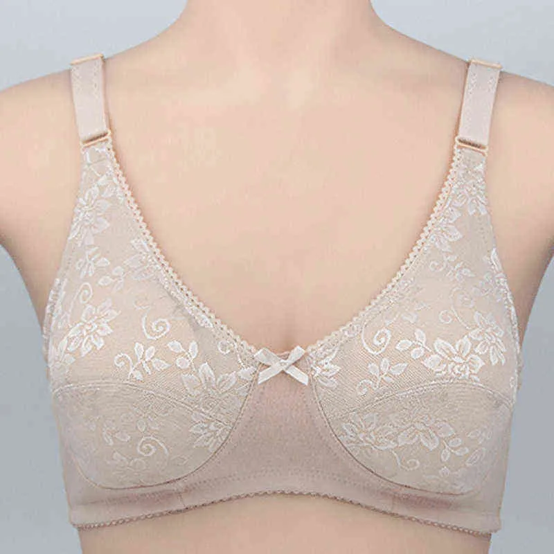 34.44 Femmes Soutien-Gorge Mince Doublure Sans Rembourrage Plus La Taille Soutiens-Gorge Sans Fil D'été Sous-Vêtements Grande Bralette Boucles Arrière 8029a L220726