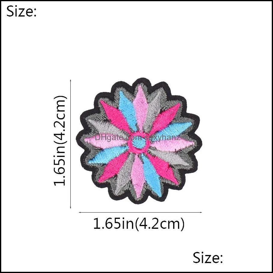 10 pcs colorful flower embroideredes for clothing iron on transfer applique for dress bags diy sew on embroidery stickers