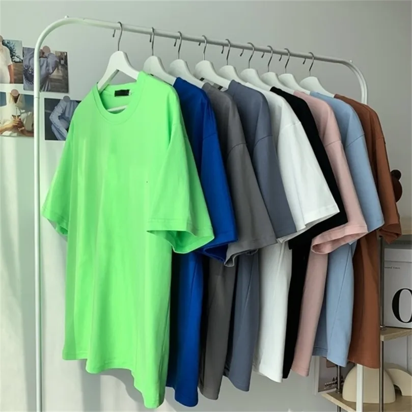 Privatinker Solid Color T-Shirts für Männer koreanischer Mann Casual T-Shirts Sommer Basis-Baumwolltops Tees Paar Frauen T-Shirt 220325