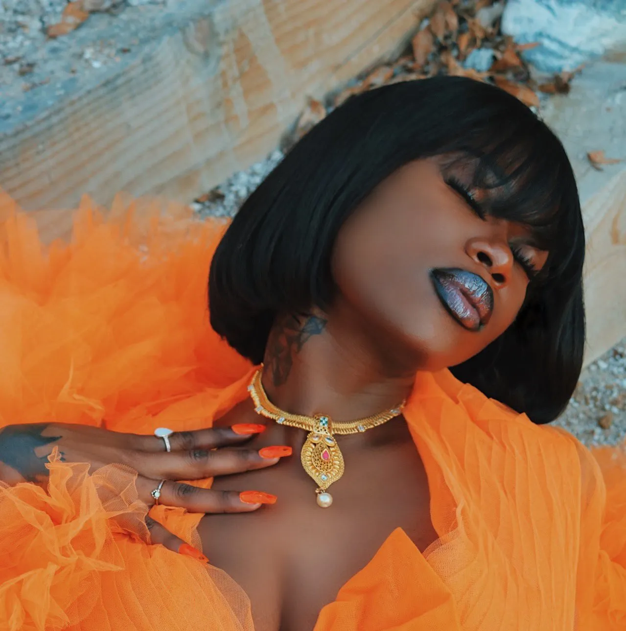 orange fluffy dress Orange fluffy dress