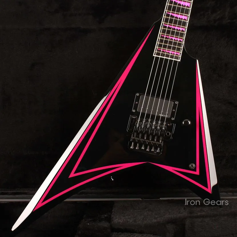 Alexi Laiho Singature Pink Sawtooth Flying V Electric Guitar Bingboard