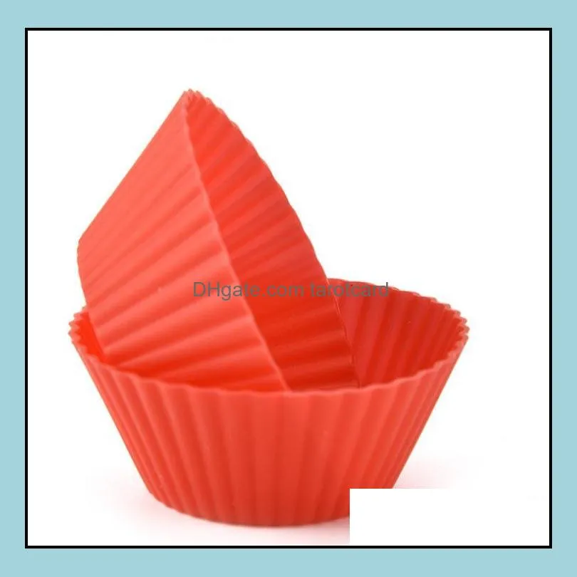 Round Shape Sile Muffin Cupcake Baking Mods Case Maker Mold Tray Cup Cake Tools Sn176 Drop Delivery 2021 Bakeware Kitchen Dining Bar Home