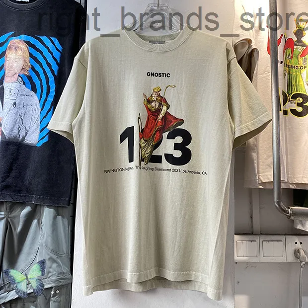 Khaki 3D Foam vintage tee shirts - RRR 123 2022SS Oversized W220810
