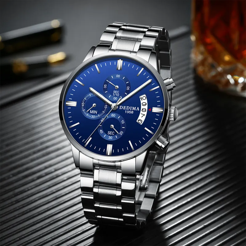 2022 Gold Watch Top Brand Luxury Men смотрит на водонепроницаемые кварцевые наручные часы Relogio Masculino Business Man Watch Gift D6