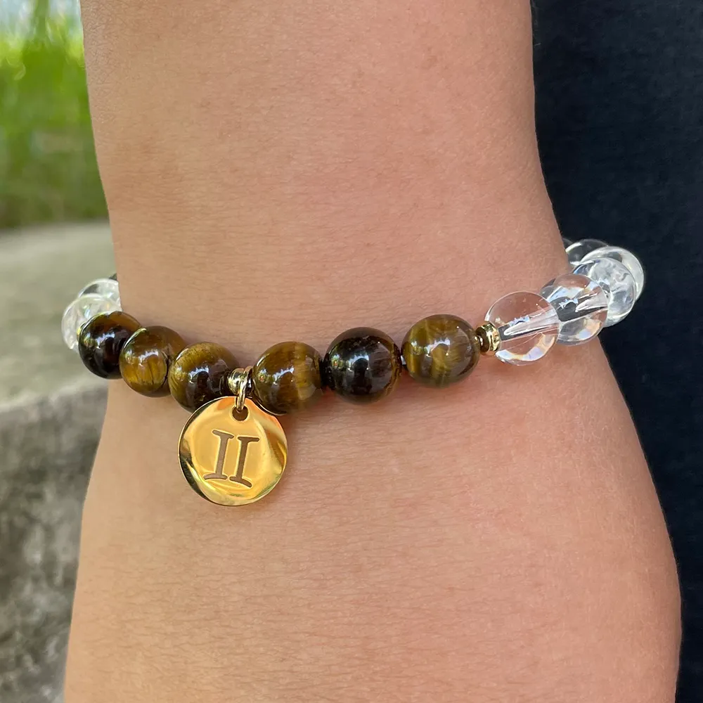 12 Zodiac Signs Couple Bracelet Picture Stone Tiger Eye Stone Mixed Color  Elastic Rope Bracelet - China Gemstone and Gemstone Bracelet price |  Made-in-China.com