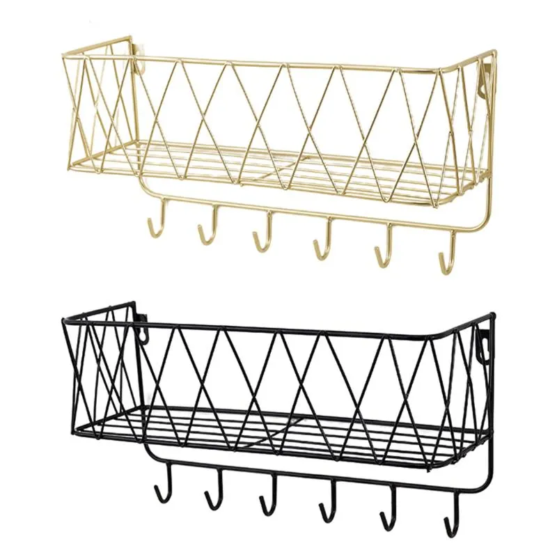 Hooks Rails Iron Storage Basket With Mail Letter Rack Hat Key ers Holder Wall Hook Home Decoration er For KeyShooks