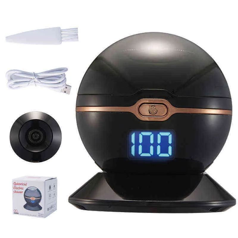 Rasoir électrique sphérique pour hommes tête flottante rasoir étanche Mini boule ronde corps LED affichage tondeuse Rechargeable 0314