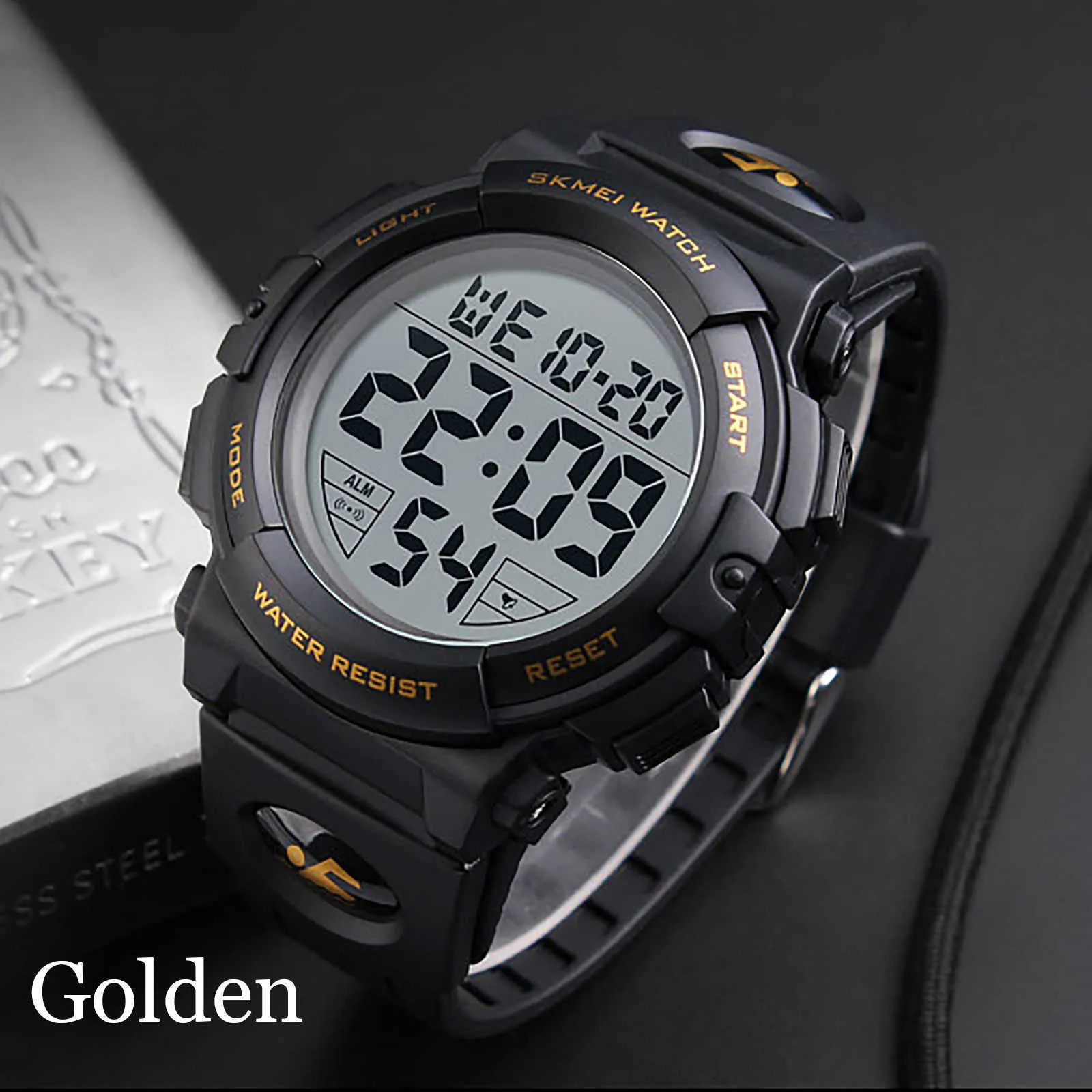 Elektronische Digitaluhr für Herren, Sport-Militäruhren, 50 m wasserdicht, für den Außenbereich, für Herren, Armbanduhr mit LED-Anzeige