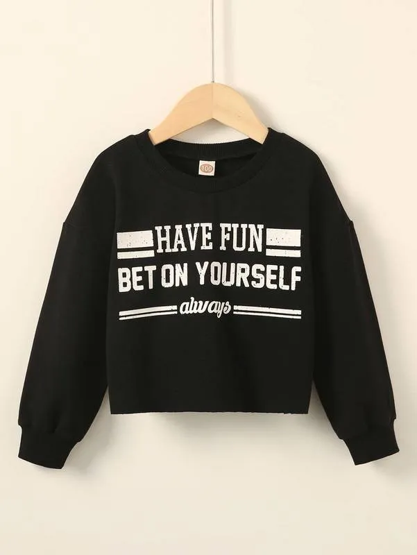 Peuter jongens slogan grafische drop schouder sweatshirt zij