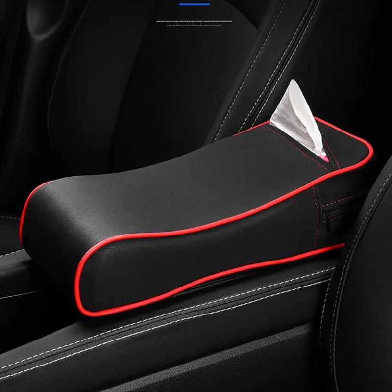 Car Organizer Universal Armrest Cushion Pad With Tissue Holder Box Vehicle Center Console Arm Rest Mat Cover Hand Support