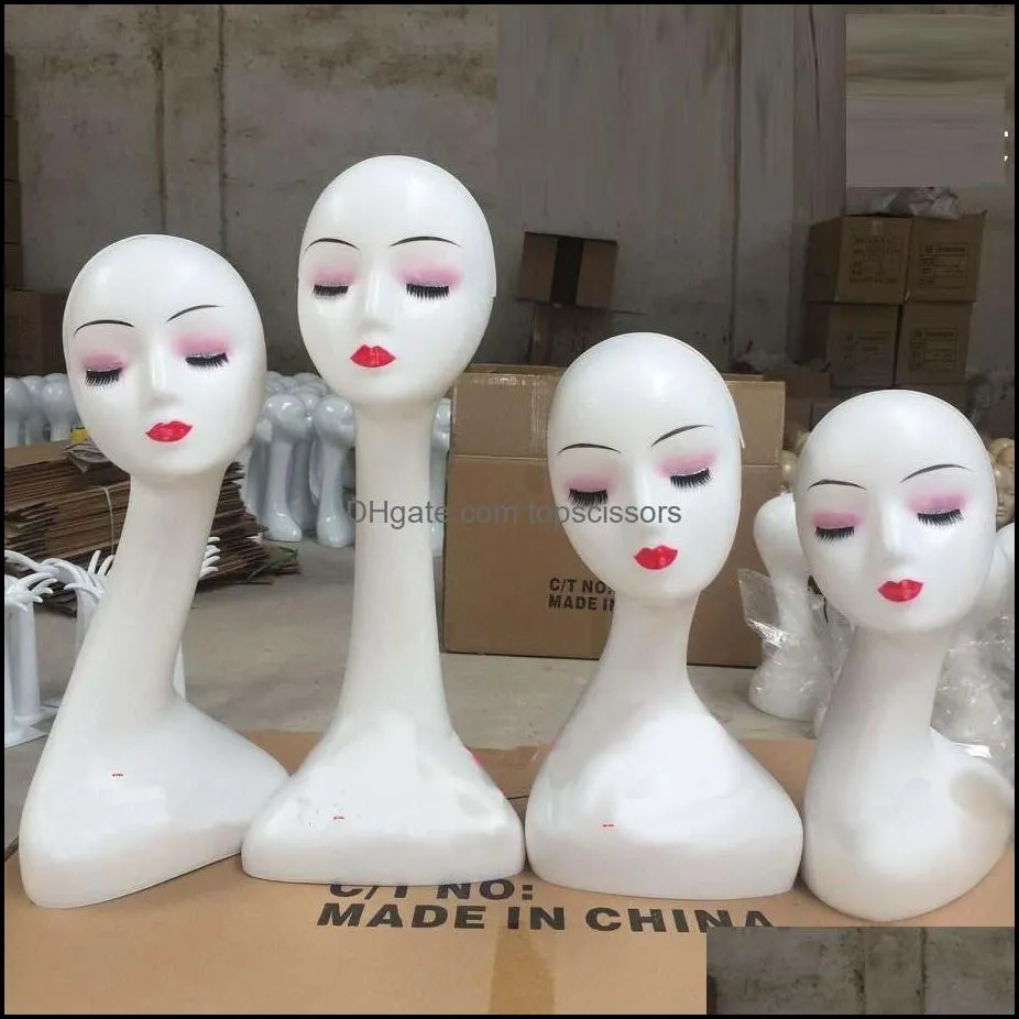 Plastic Long Neck Wig Display Mannequin Head Shop Window Model Show Shelf for Jewelry and Scarf Display