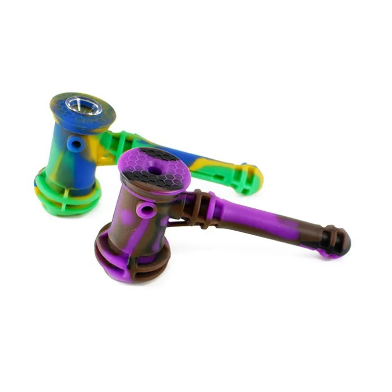 Tubos multifuncionais de silicone coloridos Tabaco de tabela de tabaco de vidro Bigza Boletas de óleo portátil pregos de puta de píudos handpipes handpipe bolha fumador de fumantes DHL grátis