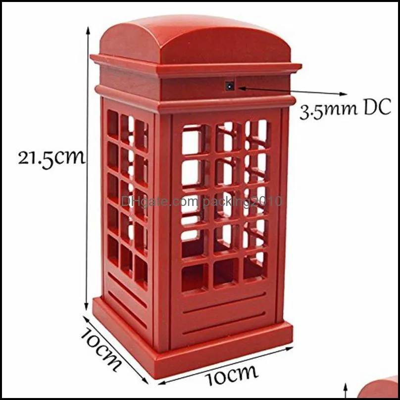 retro london telephone booth night light touch sensor desk lamp usb led table lamp table decoration accessories no battery included