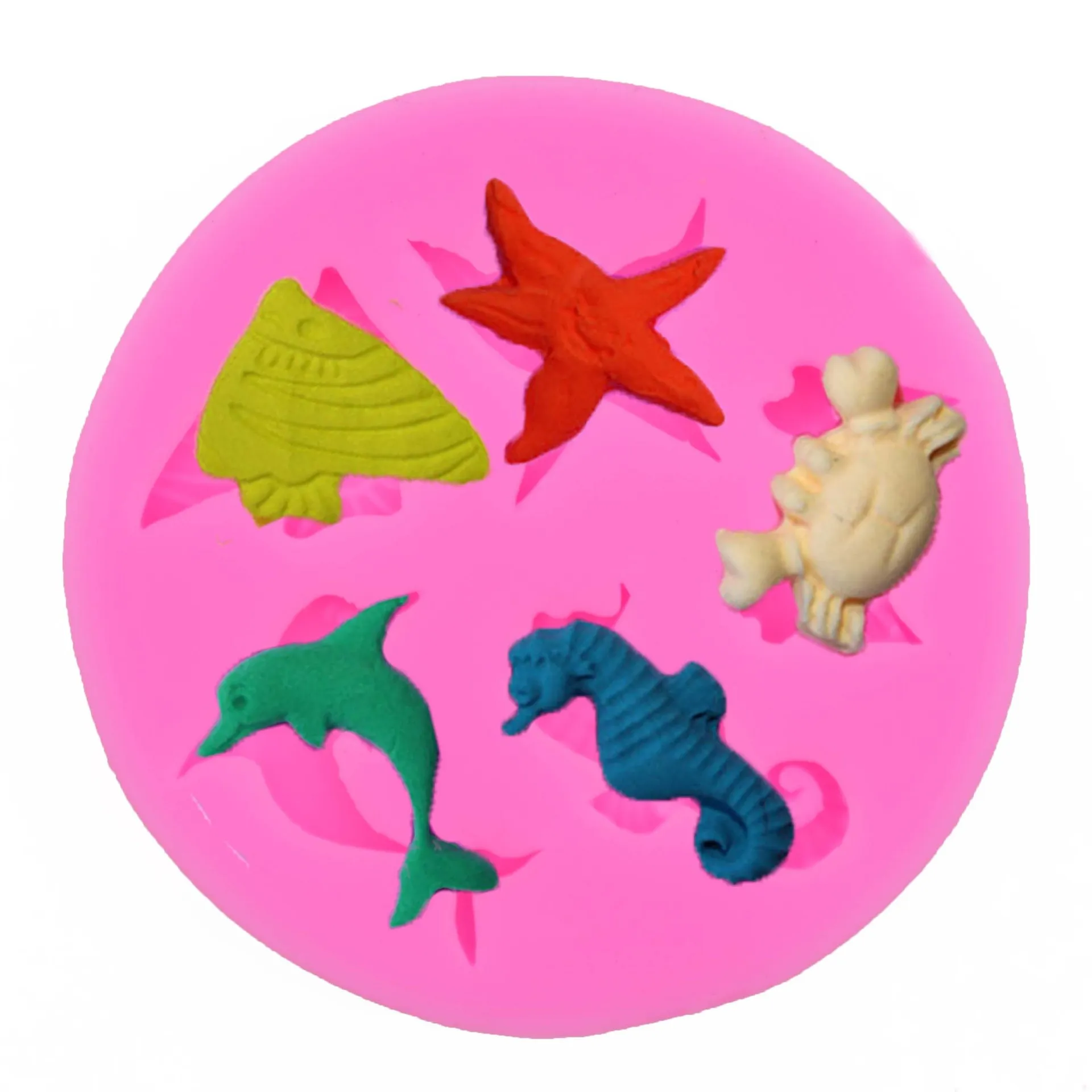 실리콘 곰팡이 3D 해마 불가사리 돌고래 케이크 장식 실리콘 퐁당 곰팡이 해양 동물 케이크 베이킹 곰팡이 케이크 장식 선물 DH9466