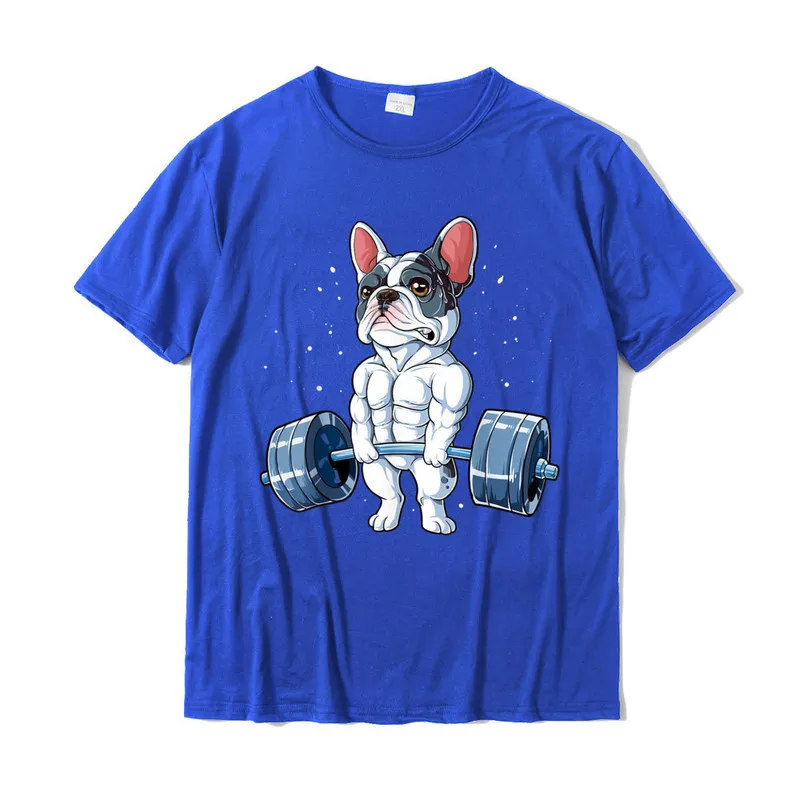 Camisa Tops Tees Designer O Neck Casual Short Sleeve Pure Cotton Mens T-shirts Design T Shirt Wholesale French Bulldog Weightlifting Funny Deadlift Men Fitness Gym T-Shirt__18625 blue
