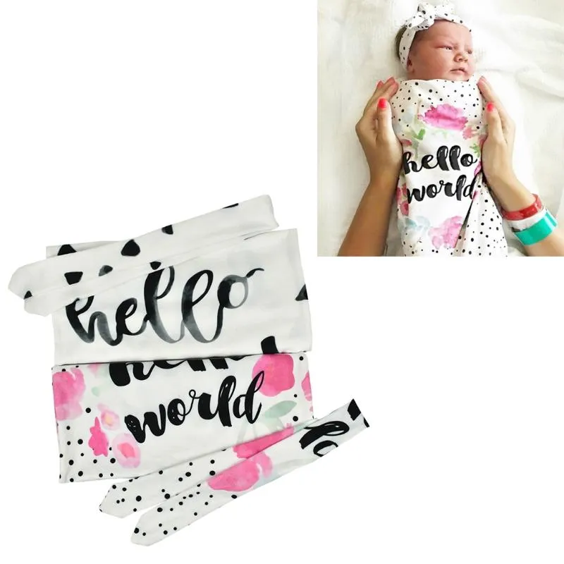 Blankets & Swaddling 2Pcs/Set Born Swaddle Blanket Baby Sleeping Bag Muslin Wrap Headband Po Props