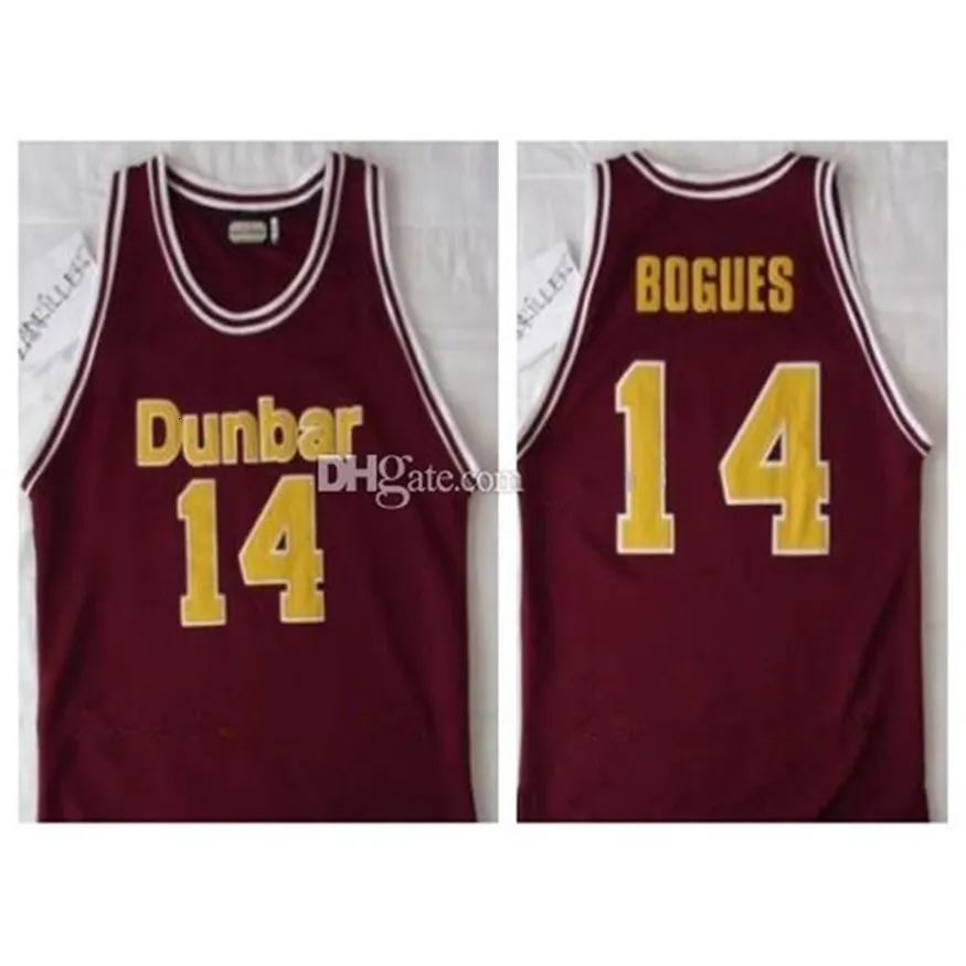 Nikivip 14 Tyrone Muggsy Bogues Dunbar Poets Basketball Jersey High