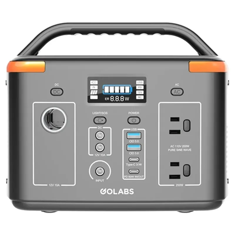 Golabs I200ポータブル発電所256wh屋外用Lifepo4バッテリーキャンプ釣りハイキング緊急家 - オレンジ