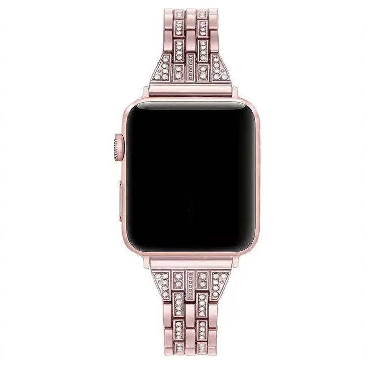 Boulots intelligents Bands de diamant de luxe compatibles avec les bracelets Apple Watch Band 38 mm 40mm 41mm 42 mm 44 mm 45 mm Femmes Iwatch Se série 7 6 5 4 3 2 1 bijou habillé en métal