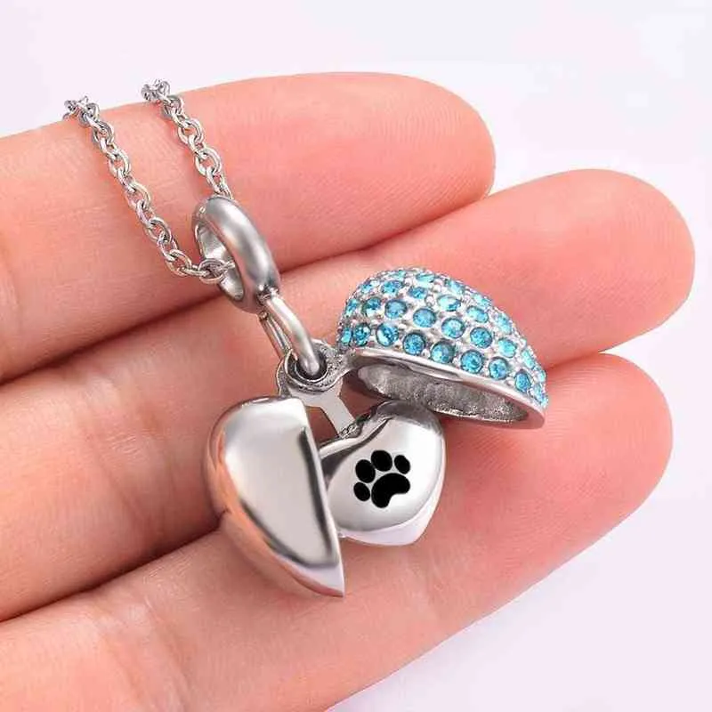 Personnalisé Gravé En Acier Inoxydable Crémation Bijoux Ange Ailes Coeur Urne Pendentif pour Cendres Cristal Mémorial Bijoux peut ouvrir Y220523