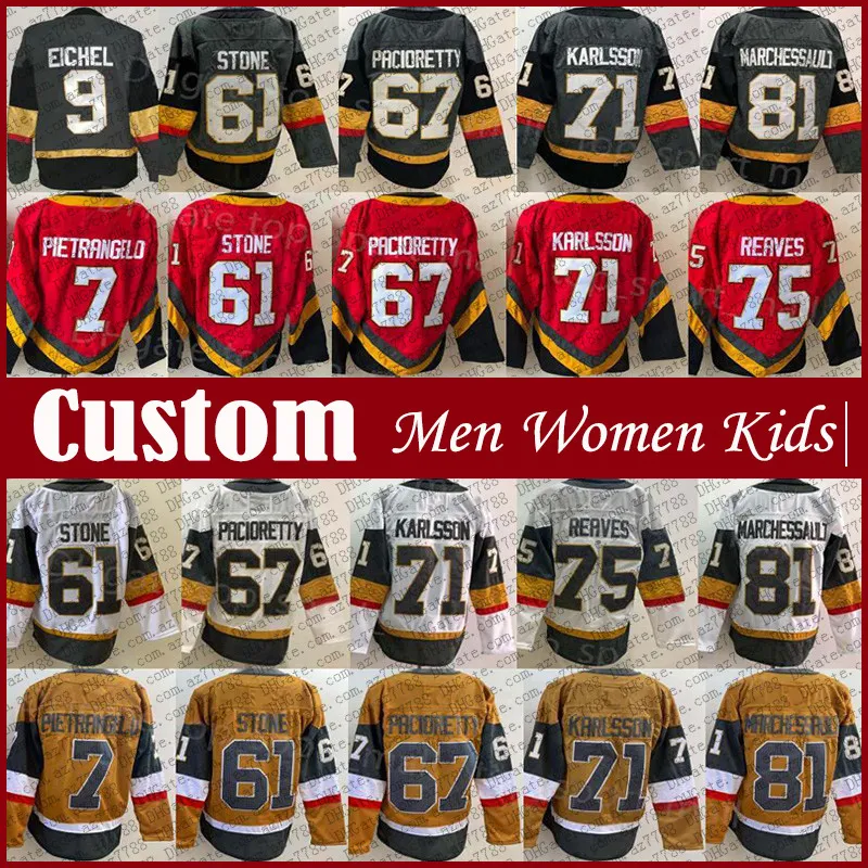 Jack Eichel Mark Stone Hockey-Trikot, individuell, für Männer, Frauen, Kinder, William Karlsson, Jonathan Marchessault, Quick, Alex Pietrangelo, Shea, Theodore, Zach, Whitecloud, Reilly Smith