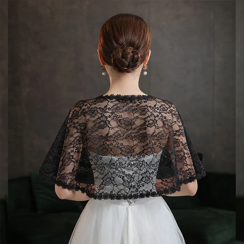 Slim Fit Lace Cloak: Chic Casual Shoulder Soft Cover Up For