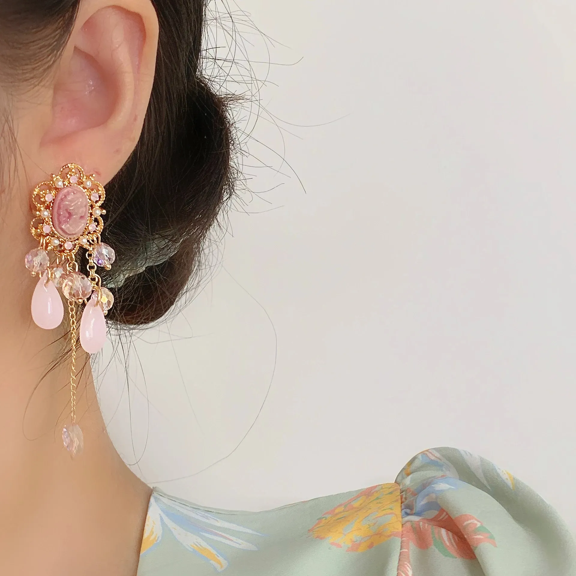 Dangle Chandelier Korea Pearl Flowers Drop Eargings Tassel Crystal Water Drop Pendant Earrings Jewelry Gifts