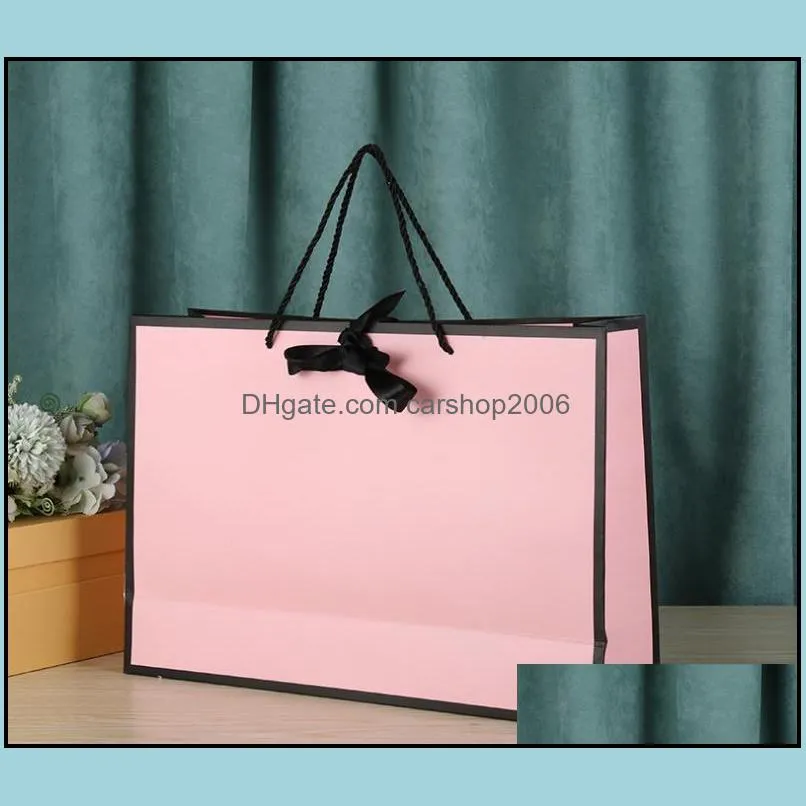 creative clothing store paper bag bow handbag pink gift bag customizable logo sn3708