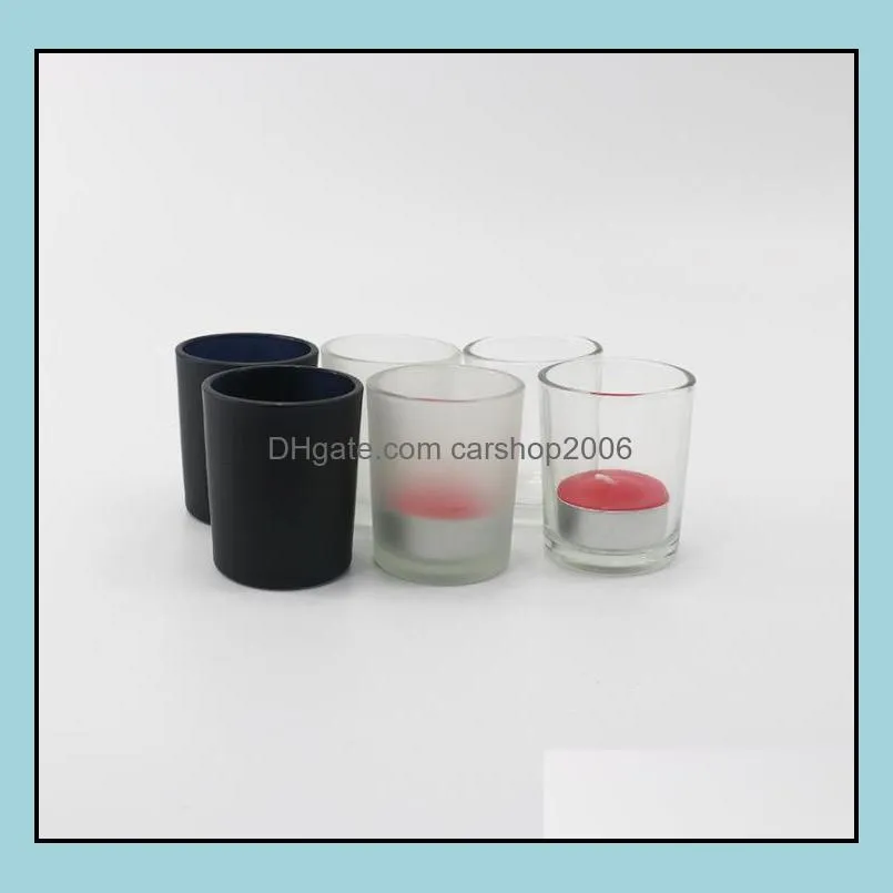 wholesale 5x6cm black white red matte transparent glass candles holder empty cup diy candle container sn4267