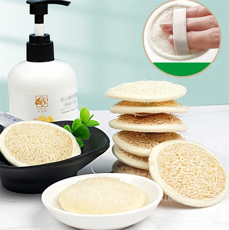 Badkamer accessoires rond natuurlijke loofah spons gezicht reinigingskussen luffa kalebas Deep Cleansings tools vrouwen geschenken scrubbers zc1067