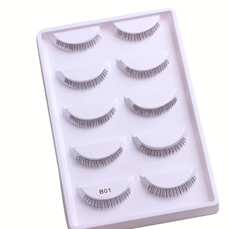 False Eyelashes Pairs Bottom Lashes Pack Synthetic Hair Natural Daily Lower Reusable Clear Band B01False