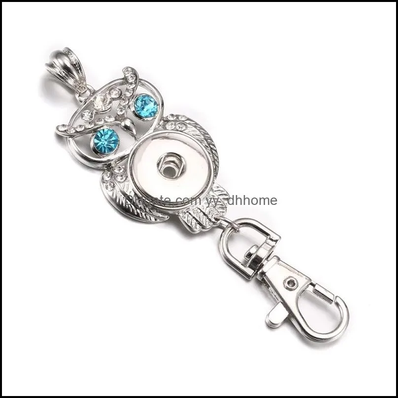 6Styles Snap Button Jewelry Keychain Crystal Snap Keyring DIY 18MM Snap Button Key Chains for women jewelry