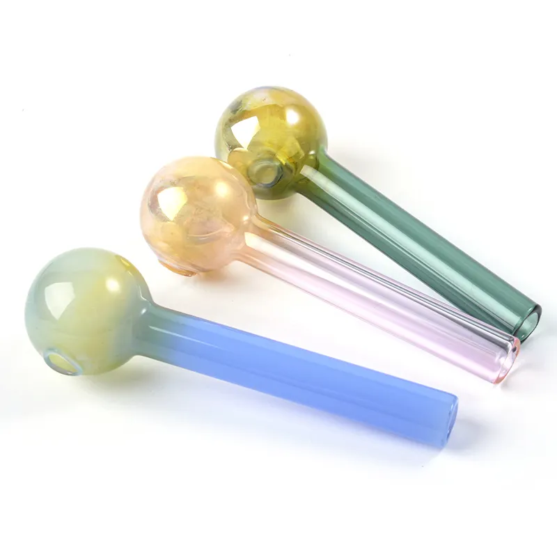 New Arrival 10.5cm Glass Oil Burner Pipe Wholesale Colors Pyrex Oil Burner Hand-Pipes Mini Small Smoking Pipes Straight Tube Hand Burning SW128