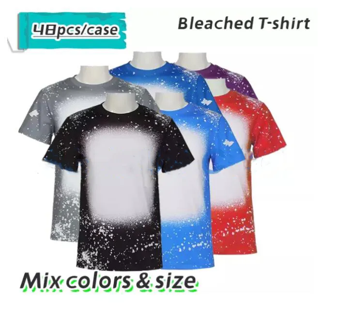 USA Warehouse Wholesale Sublimation Bleached Shirts Heat Transfer Blank Bleach Shirt Bleached Polyester T-shirts US Men Women Party Supplies