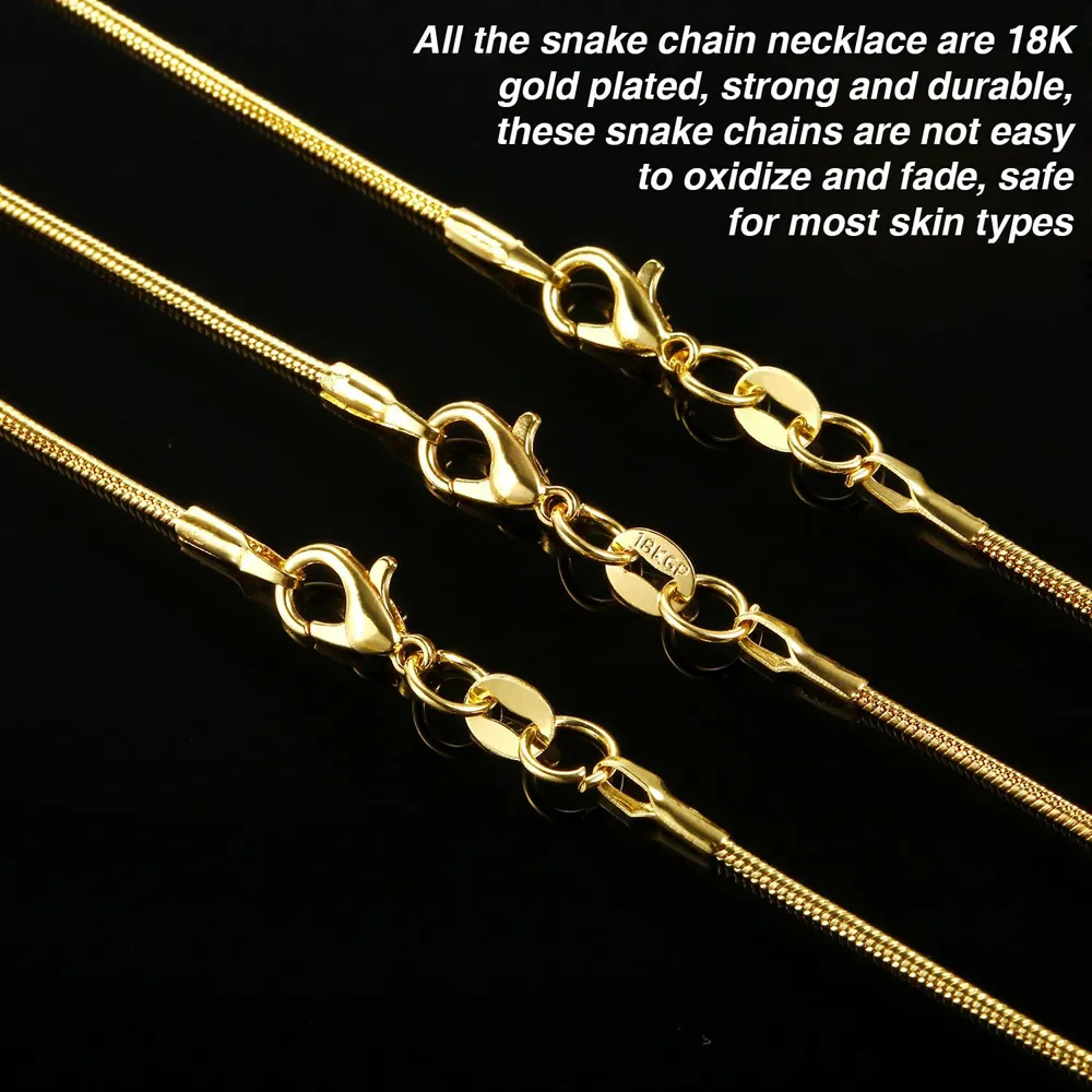 1pcs Classic 2MM Lobster Clasps Gold Fine Snake Chain Necklace 16-30 Inches For Man Women 14K Gold Filled Pendant Necklace Sweater Chain Factory price