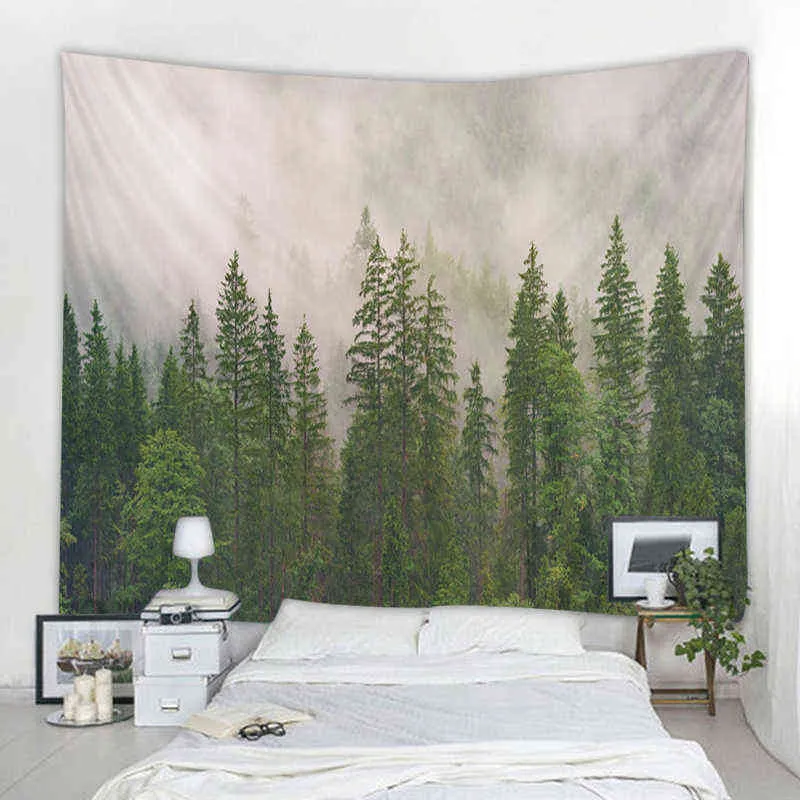Large Forest Landscape Decoration Carpet Hippie Bohemian Wall s Gypsy Bedroom J220804