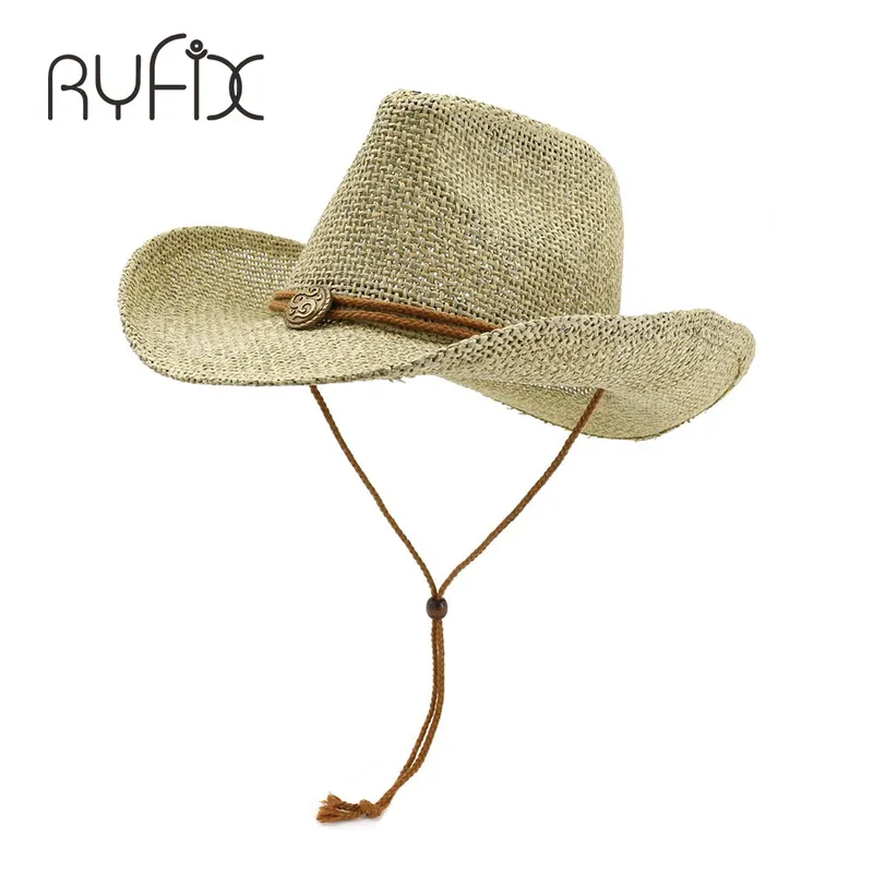 Sun hatt för män och kvinnor sommar hattar personifierad västerländsk cowboy halm hatt strand hatt ha18 220407