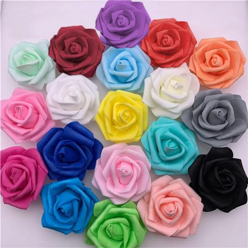 Décoratif Fleurs Couronnes 50 Pcs 6.5 cm Mousse Rose Pour Ours Artificielle Bricolage Cadeaux Boîte De Mariage De Noël Décor À La Maison BlueDecorative