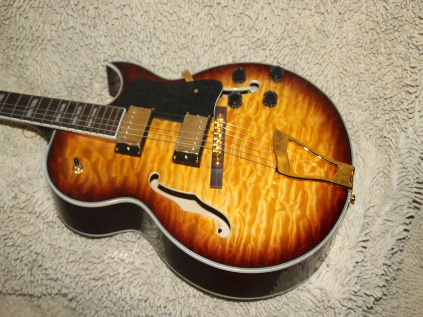 Nyaste Honey Burst High Quality Hollow Classic Jazz Guitar Made in China