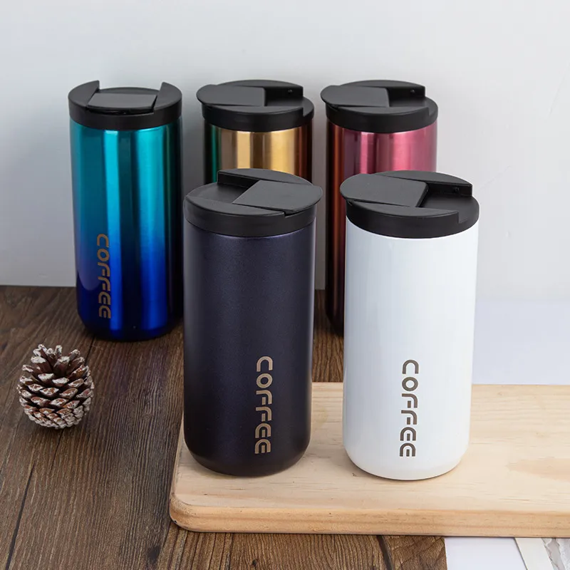 350 ml / 500 ml tasse thermos à café en acier inoxydable double anti-fuite flacon à vide portable thermosmug sport bouteille d'eau tasse CX220513