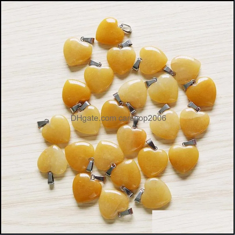 charms natural yellow jades stone love heart bead pendants 20mm for necklace jewelry marking woman wholesale