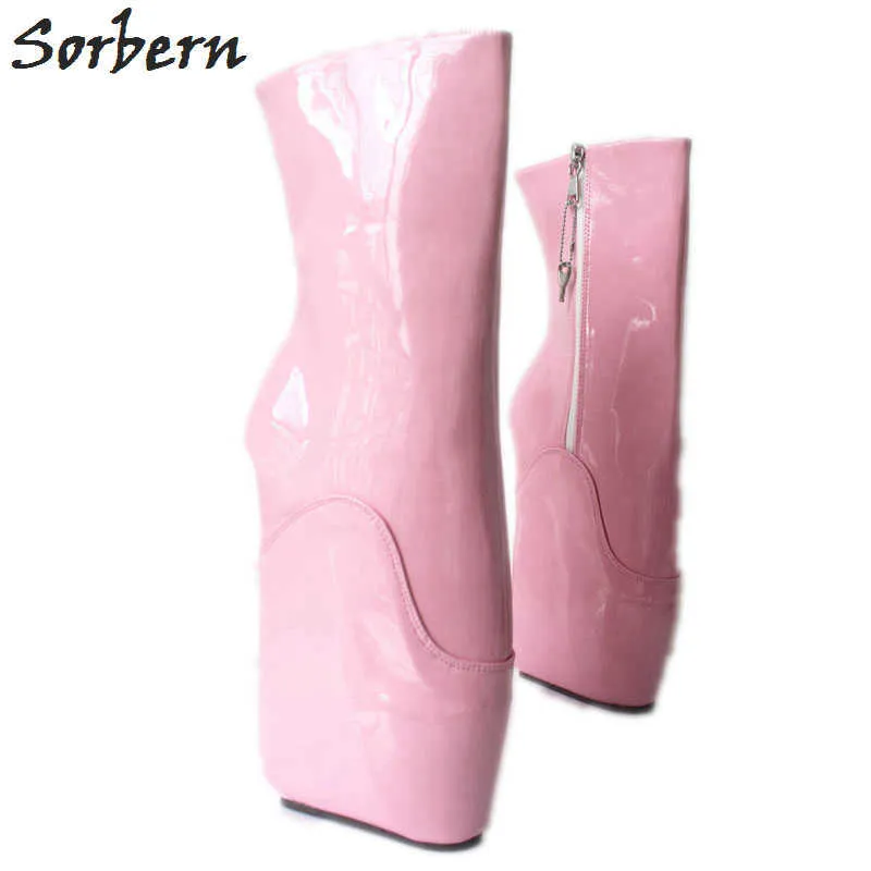 Sorbern rose bottes de Ballet compensées cachées fermeture à glissière verrouillable talons fétichistes Sexy bottines personnalisées sans talon chaussures sans talon de Ballet