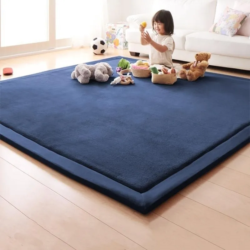Modern solid color thick carpet living room sofa coffee table mat children crawling tatami bed baby shatterresistant Y200417